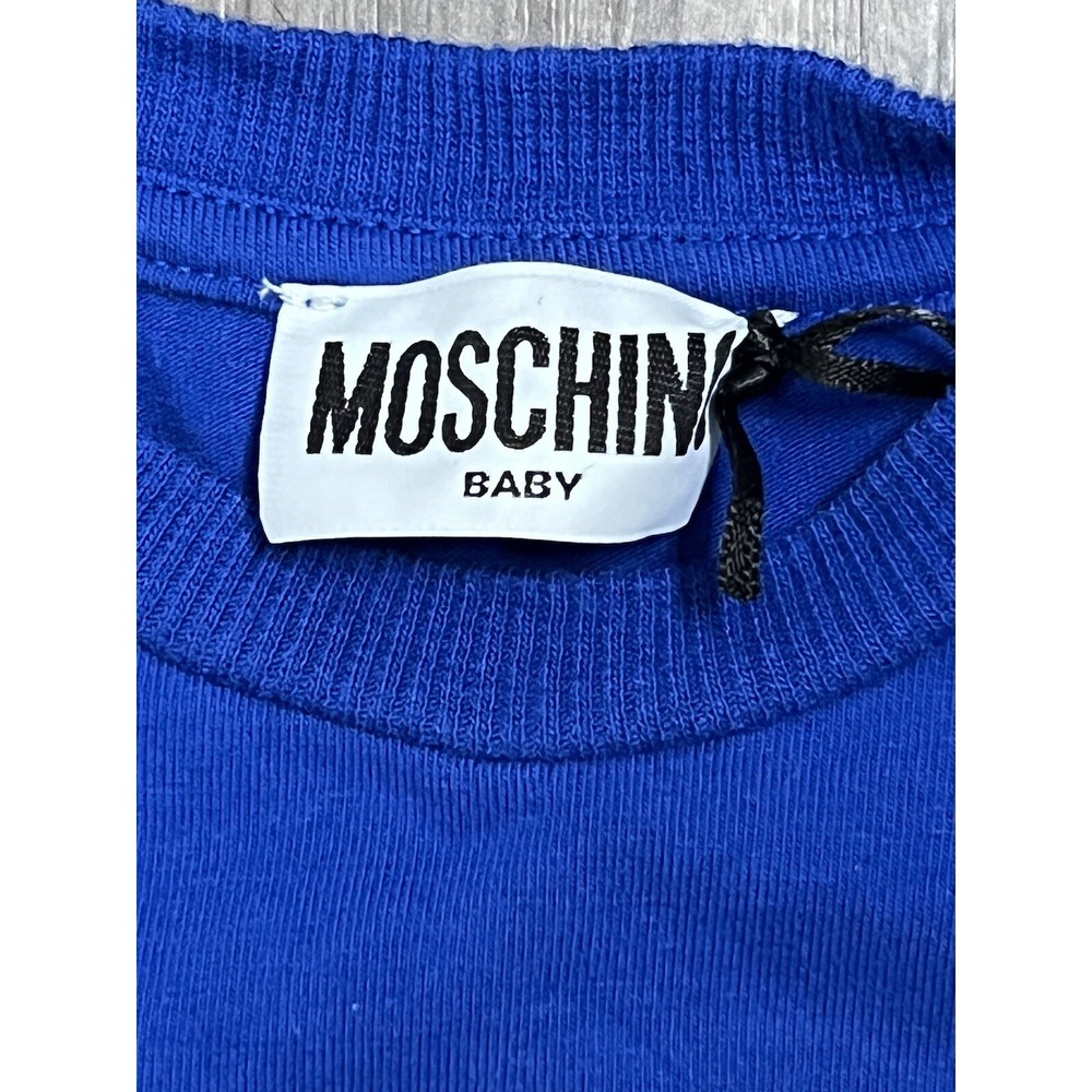Moschino Sweatshirt Bear Blue Boys Logo Crewneck Sweater NO SIZE TAG - Picture 5 of 14